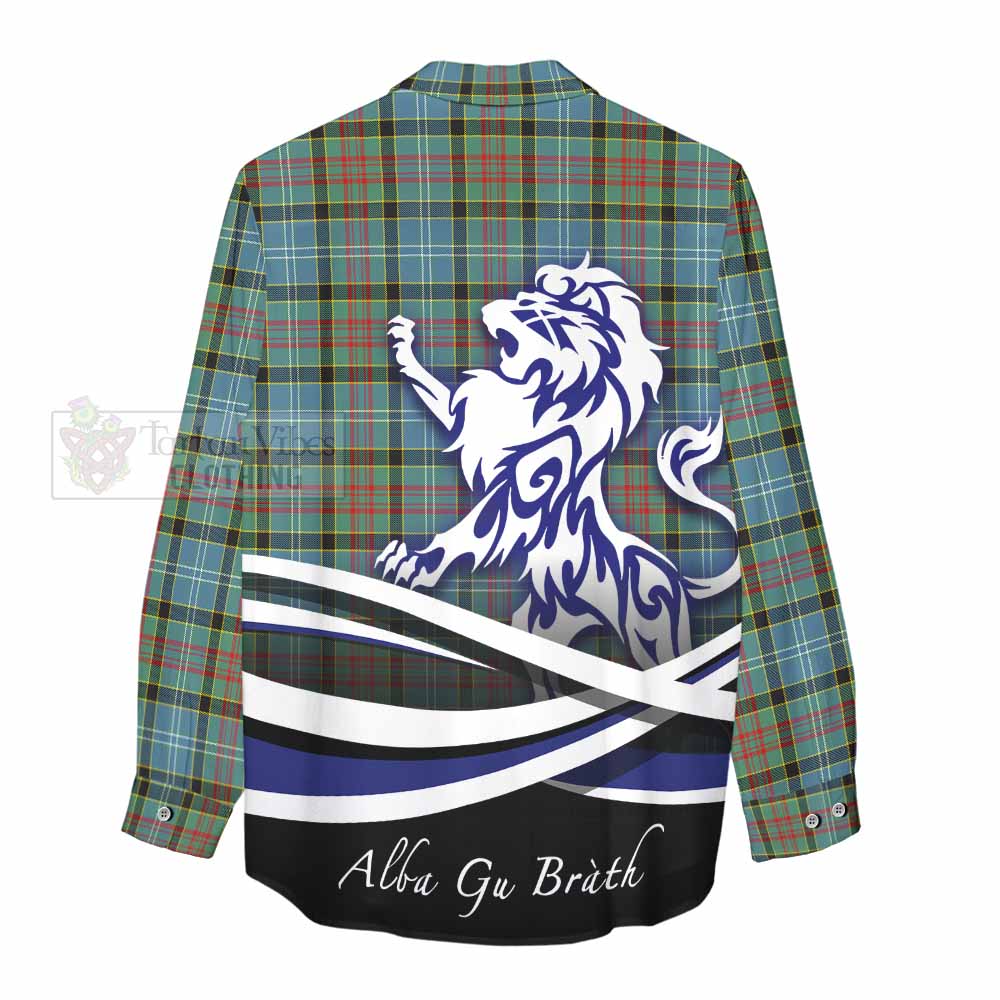 Tartan Vibes Clothing Cathcart Tartan Women's Casual Shirt with Alba Gu Brath Regal Lion Emblem