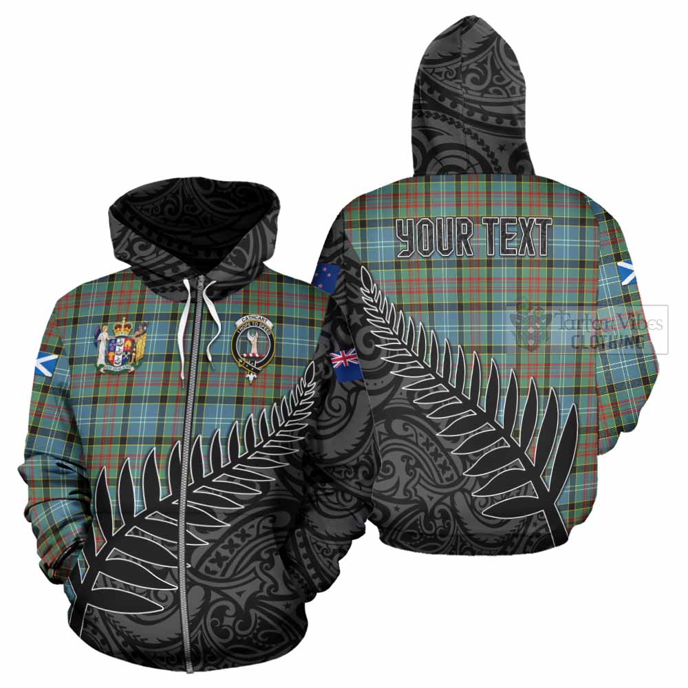 Tartan Vibes Clothing Cathcart Crest Tartan Hoodie with New Zealand Silver Fern Half Style