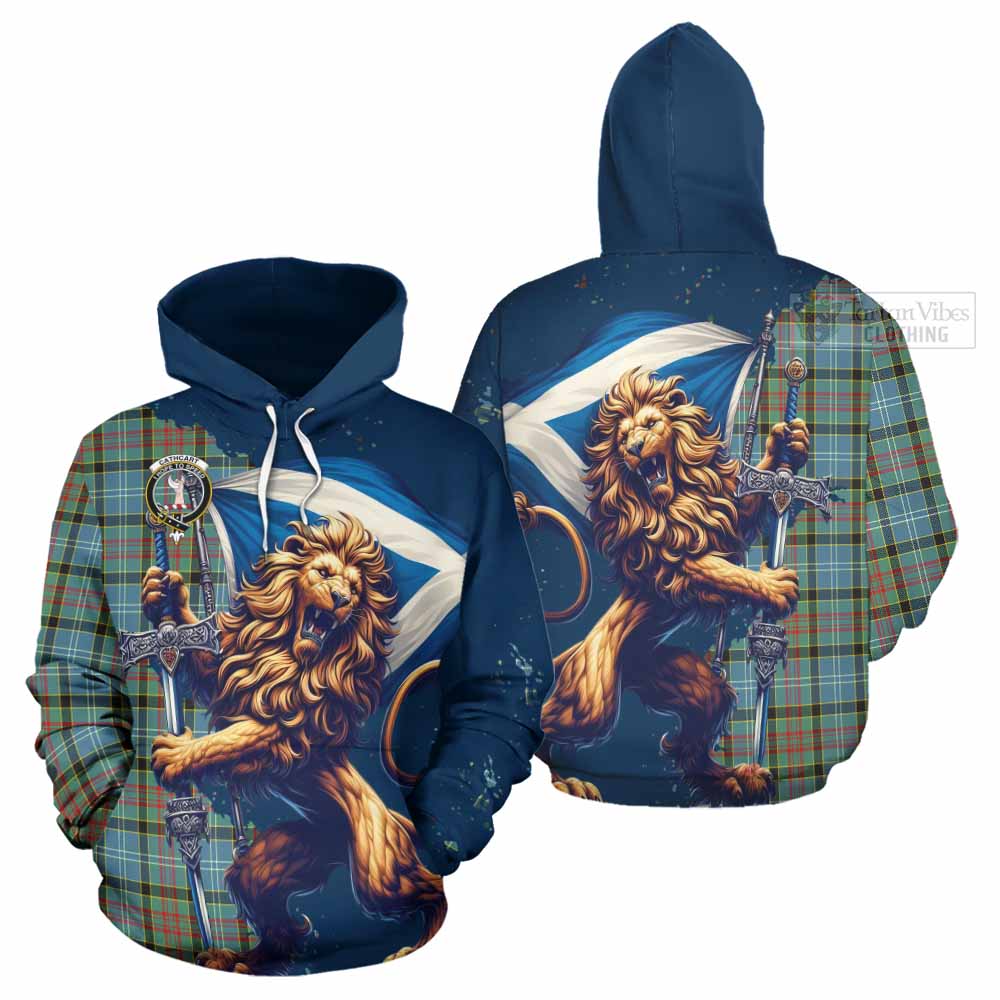 Tartan Vibes Clothing Cathcart Tartan Family Crest Hoodie with Scottish Majestic Lion