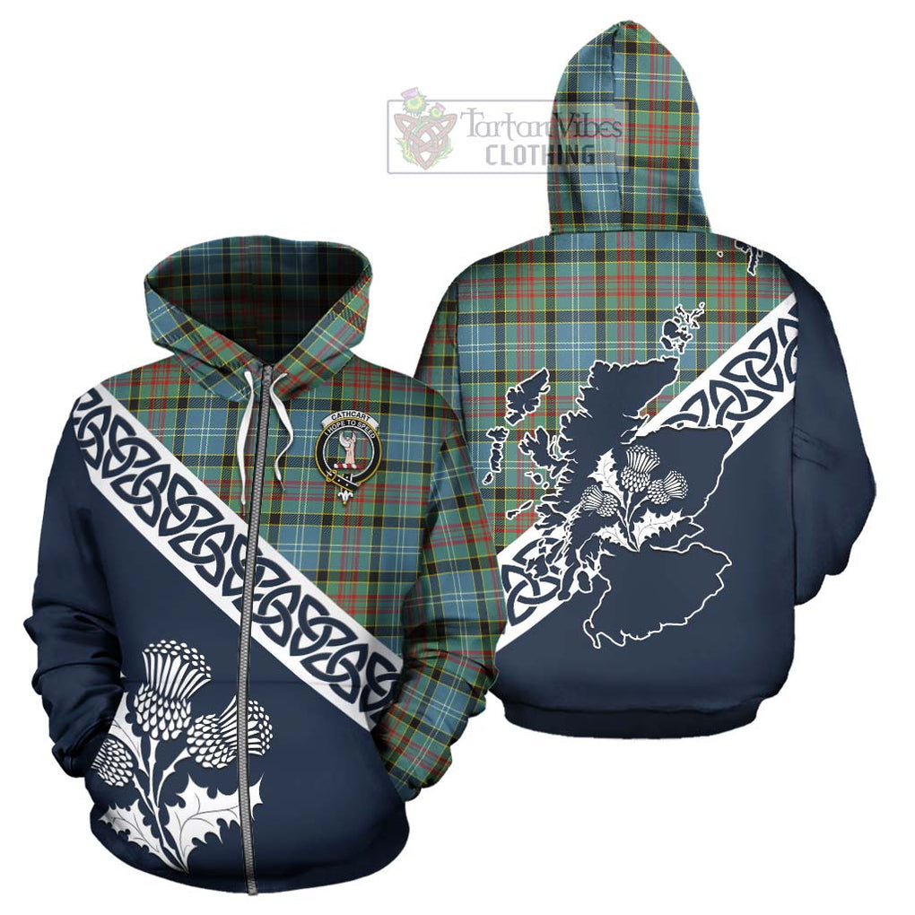 Tartan Vibes Clothing Cathcart Tartan Hoodie Featuring Thistle and Scotland Map