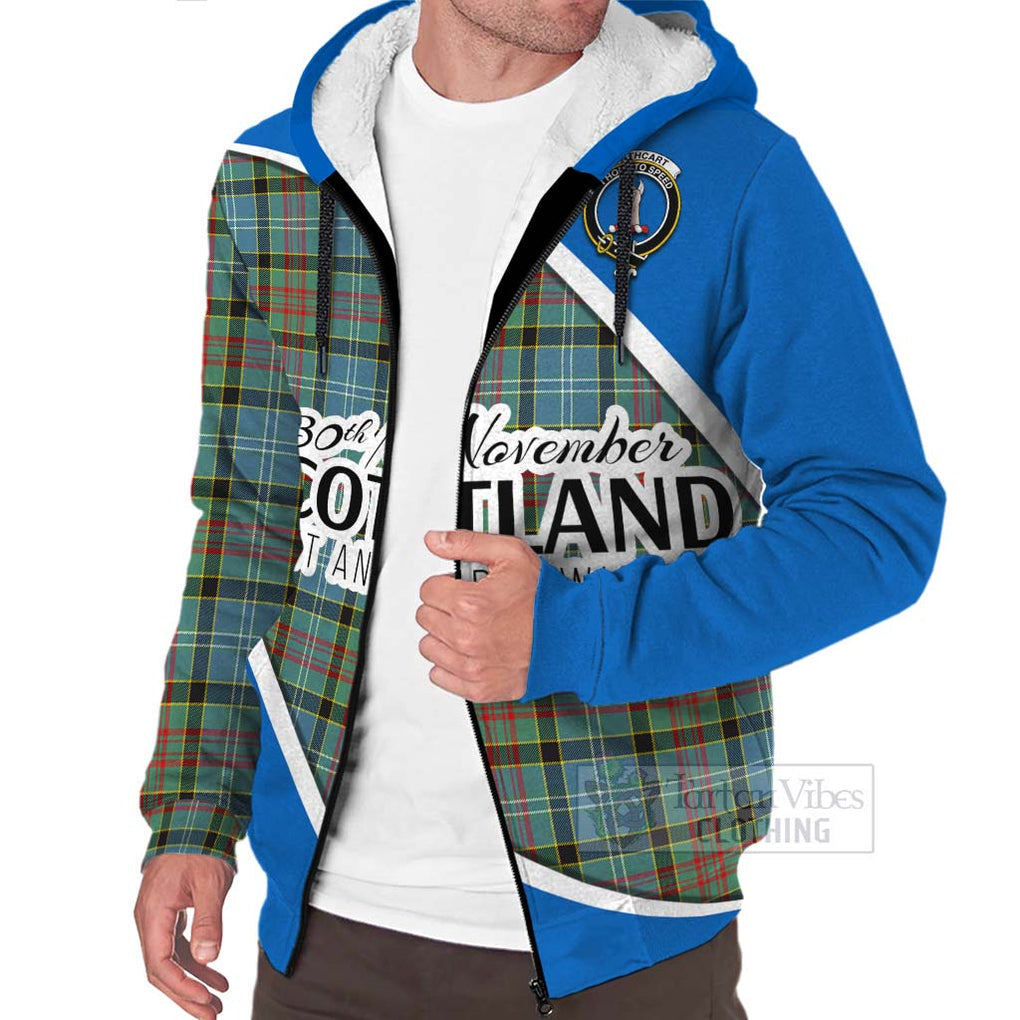 Tartan Vibes Clothing Cathcart Family Crest Tartan Sherpa Hoodie Celebrate Saint Andrew's Day in Style