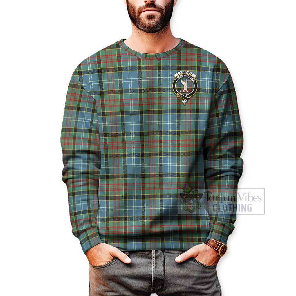 Tartan Vibes Clothing Cathcart Tartan Sweatshirt with Family Crest Celtic Skull Style