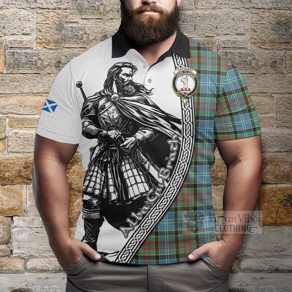 Tartan Vibes Clothing Cathcart Tartan Clan Crest Polo Shirt with Highlander Warrior Celtic Style