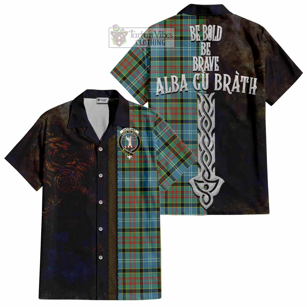 Cathcart Tartan Family Crest Hawaiian Shirt Alba Gu Brath Be Brave Lion Ancient Style - Tartan Vibes Clothing