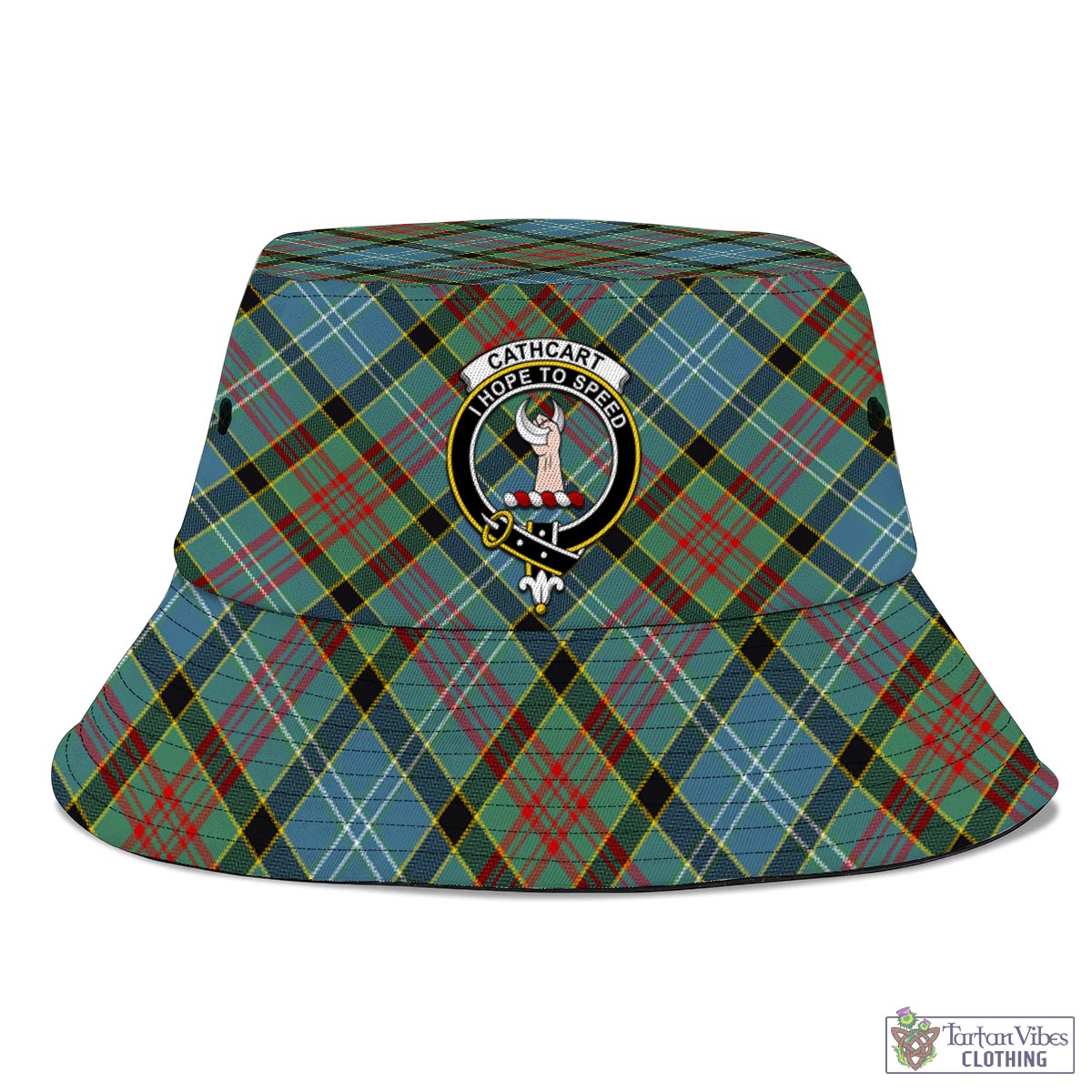 Tartan Vibes Clothing Cathcart Tartan Bucket Hat with Family Crest