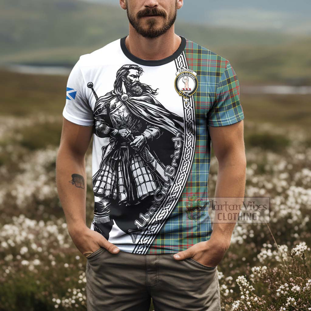 Tartan Vibes Clothing Cathcart Tartan Clan Crest T-Shirt with Highlander Warrior Celtic Style