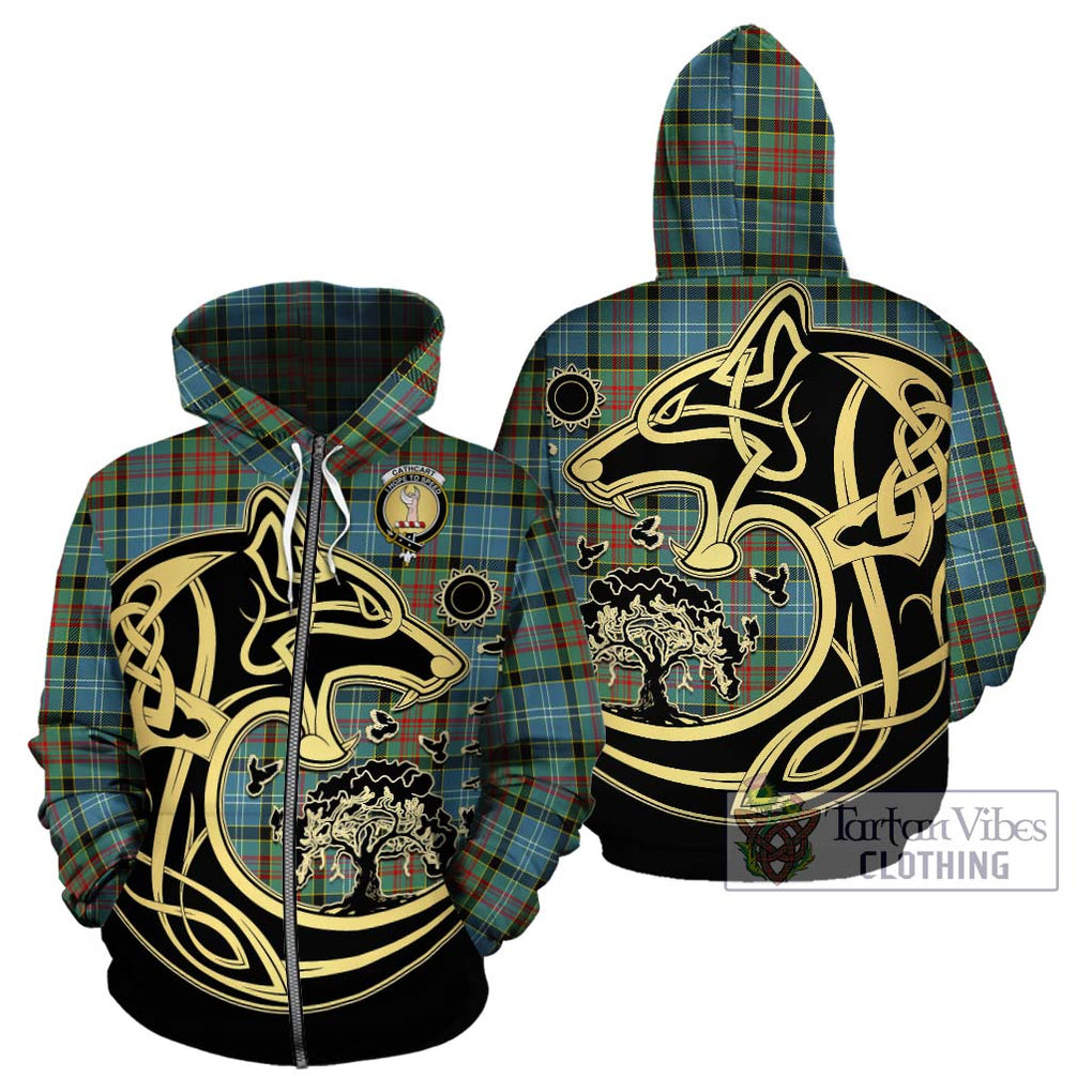 Cathcart Tartan Hoodie with Family Crest Celtic Wolf Style - Tartan Vibes Clothing