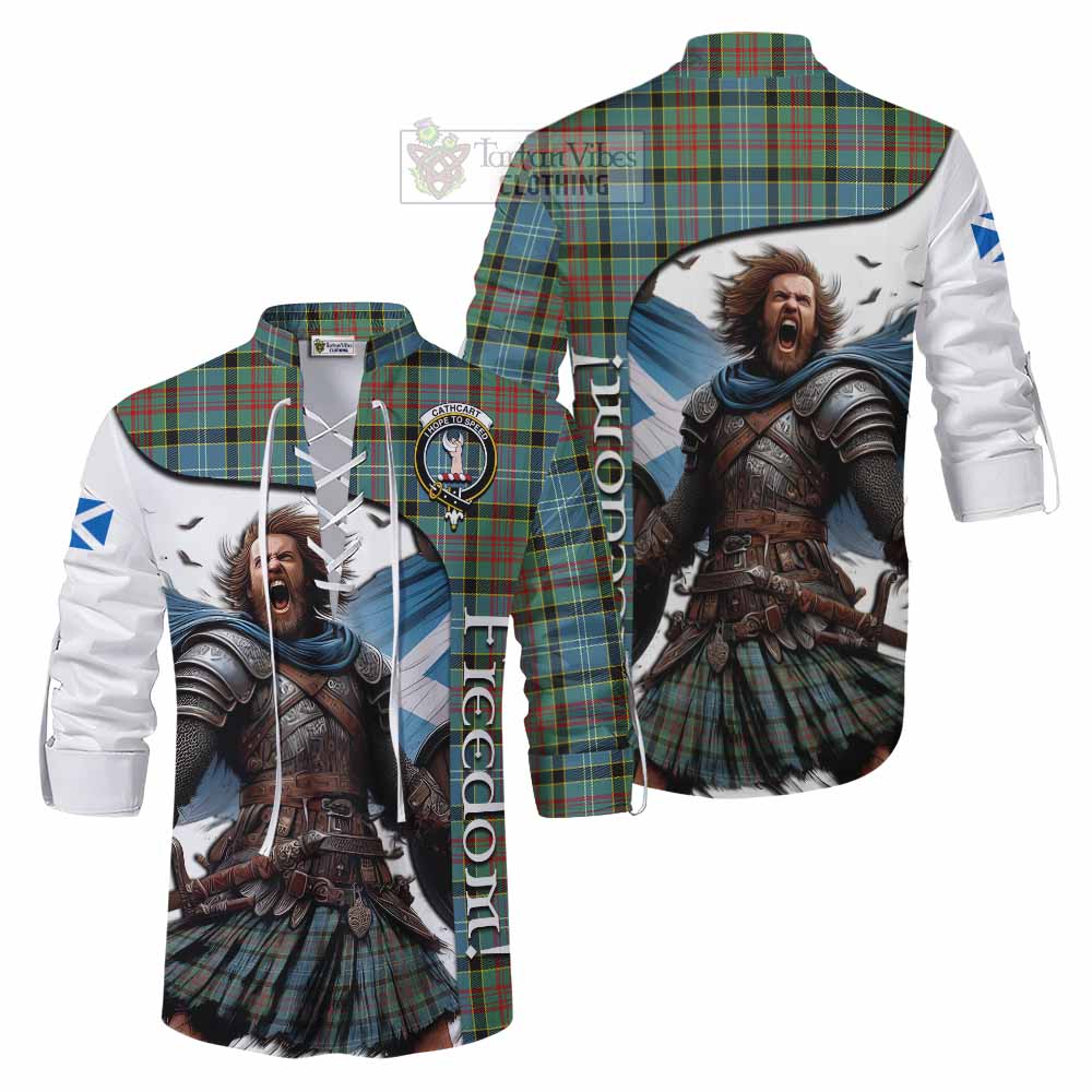 Tartan Vibes Clothing Cathcart Crest Tartan Ghillie Kilt Shirt Inspired by the Freedom of Scottish Warrior