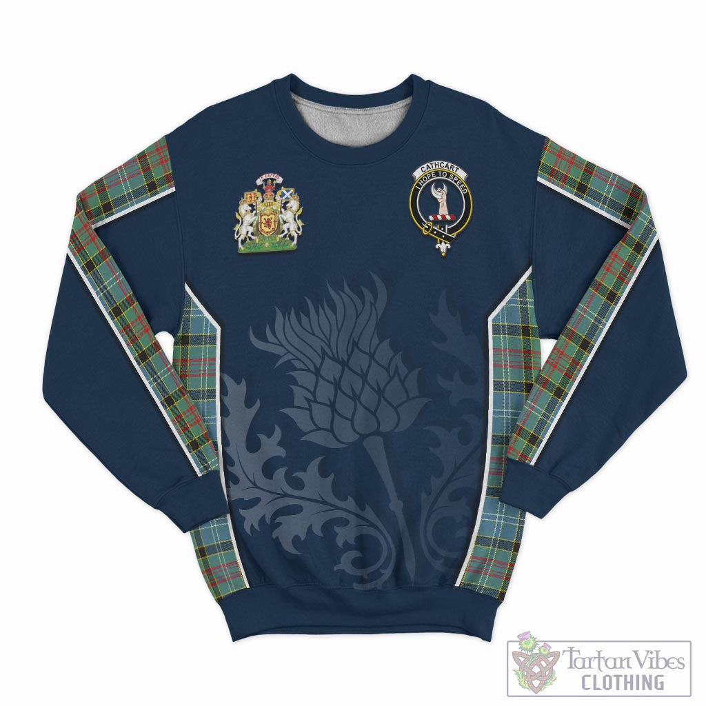 Tartan Vibes Clothing Cathcart Tartan Sweatshirt with Family Crest and Scottish Thistle Vibes Sport Style