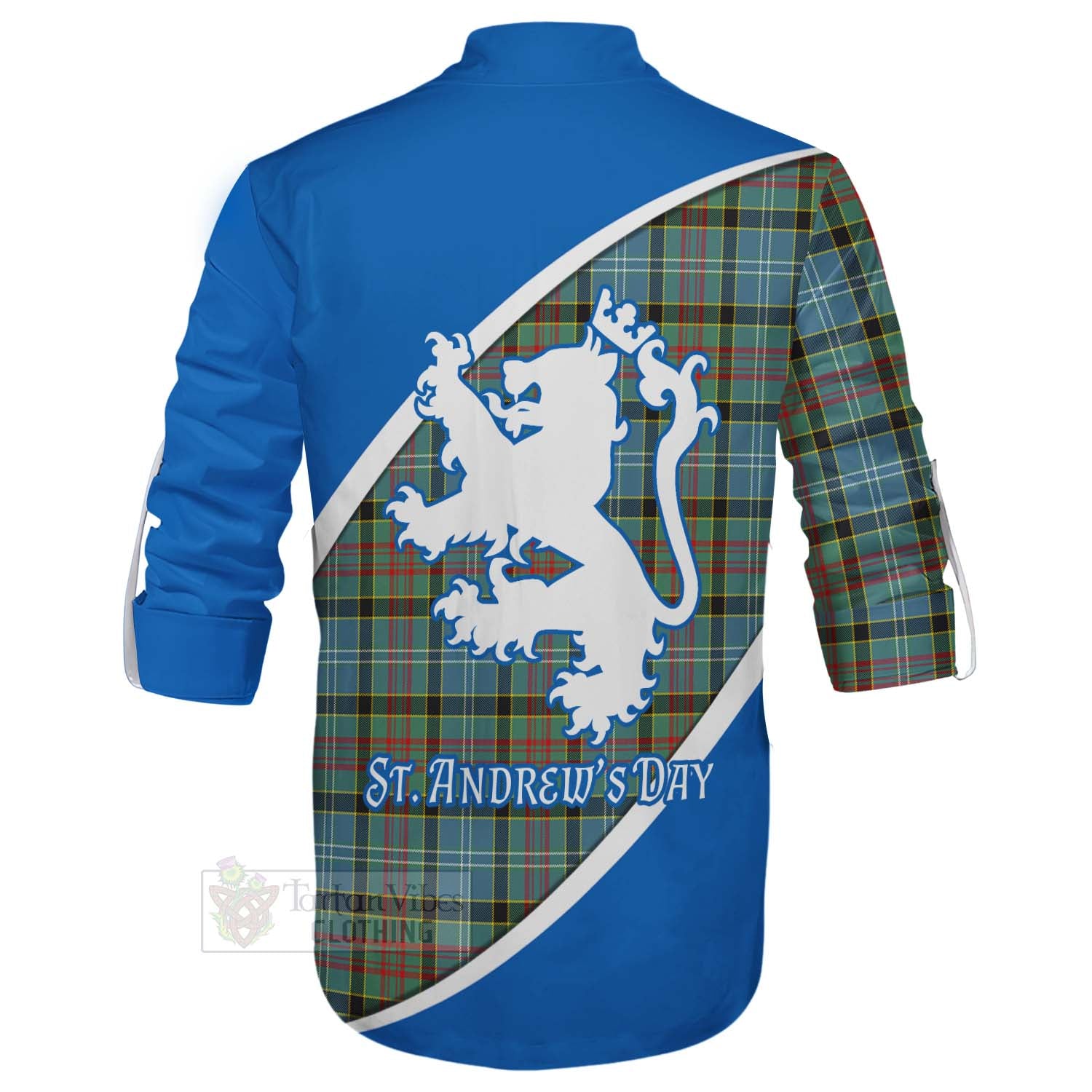 Tartan Vibes Clothing Cathcart Family Crest Tartan Ghillie Kilt Shirt Celebrate Saint Andrew's Day in Style