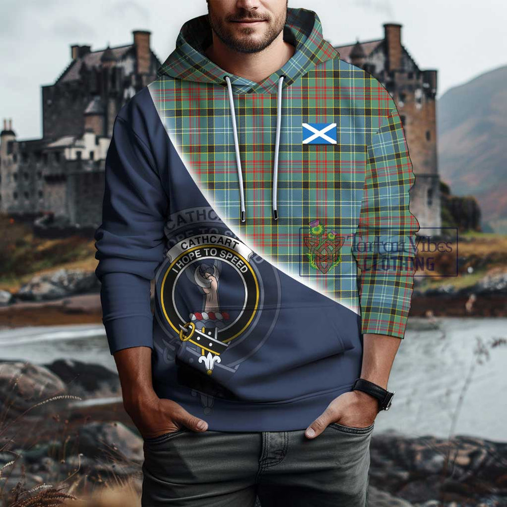 Cathcart Tartan Hoodie with Personalised National Flag and Family Crest Half Style - Tartanvibesclothing Shop