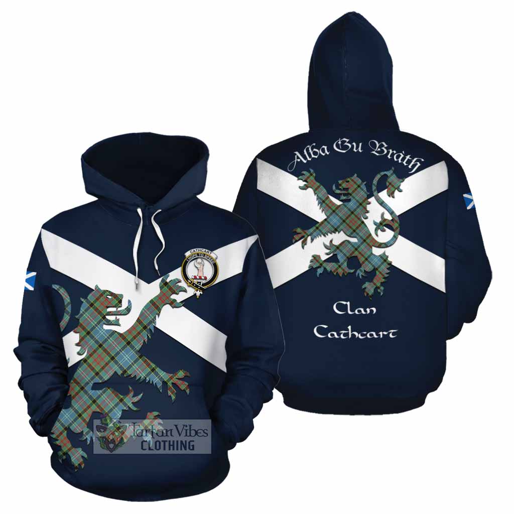 Tartan Vibes Clothing Cathcart Tartan Lion Rampant Cotton Hoodie Proudly Display Your Heritage with Alba Gu Brath and Clan Name