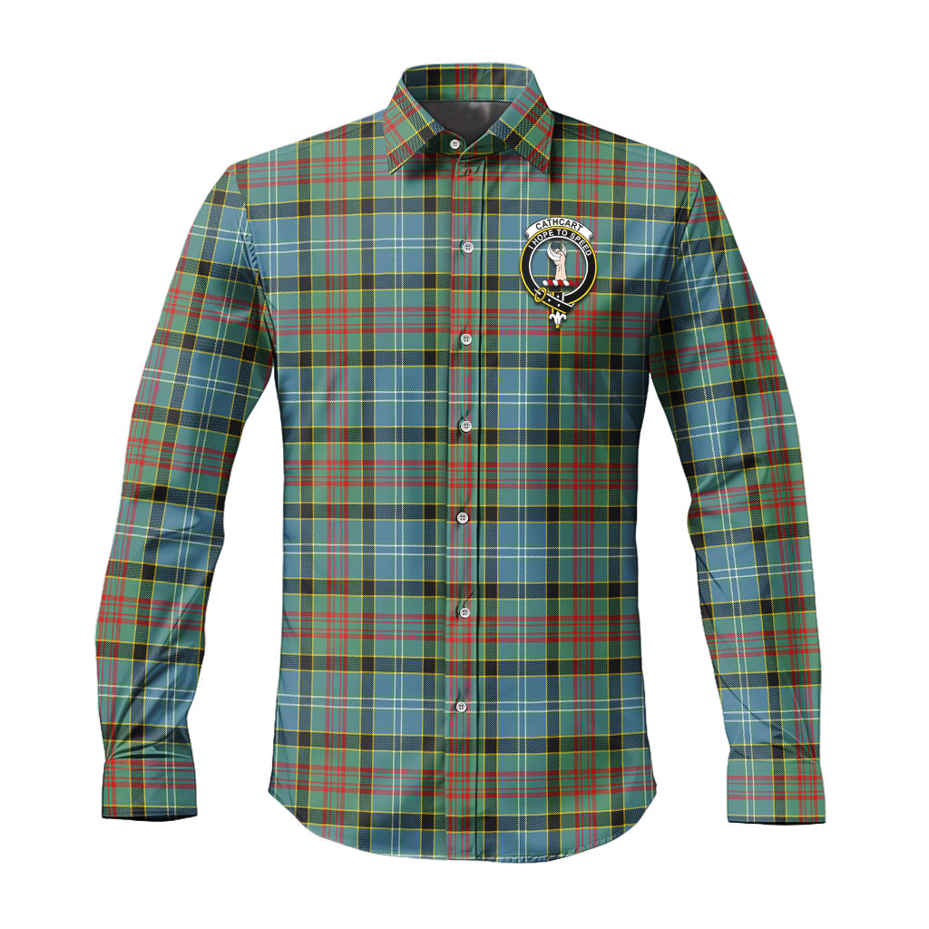 cathcart-tartan-long-sleeve-button-up-shirt-with-family-crest