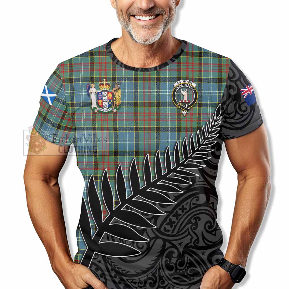 Tartan Vibes Clothing Cathcart Crest Tartan T-Shirt with New Zealand Silver Fern Half Style