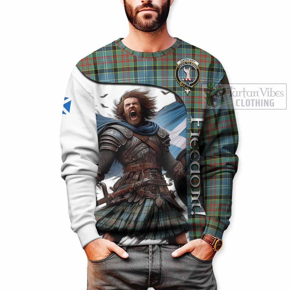 Tartan Vibes Clothing Cathcart Crest Tartan Sweatshirt Inspired by the Freedom of Scottish Warrior