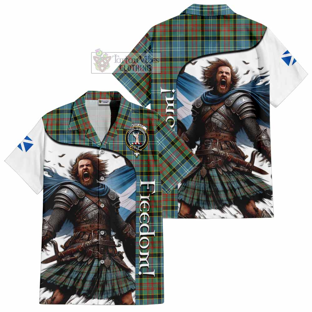 Tartan Vibes Clothing Cathcart Crest Tartan Short Sleeve Button Shirt Inspired by the Freedom of Scottish Warrior