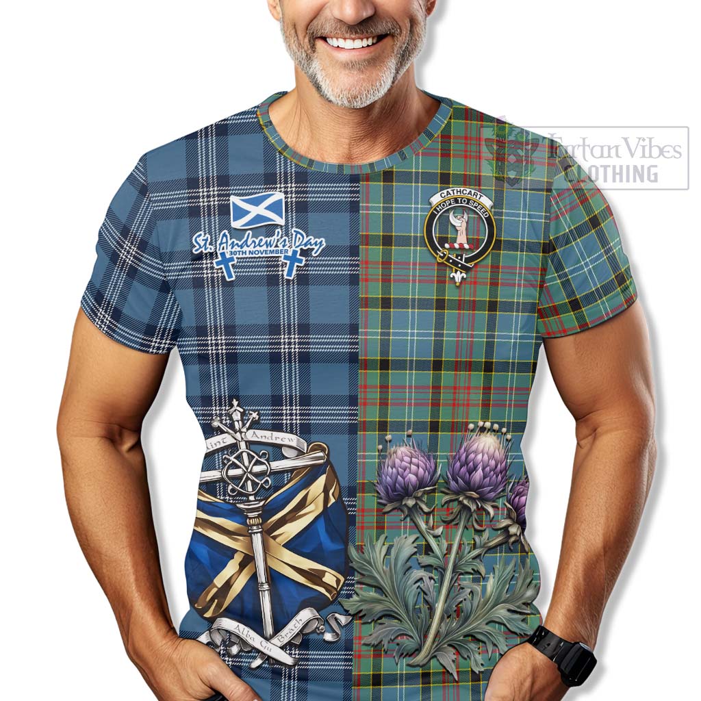 Tartan Vibes Clothing Cathcart Tartan T-Shirt Happy St. Andrew's Day Half Tartan Style