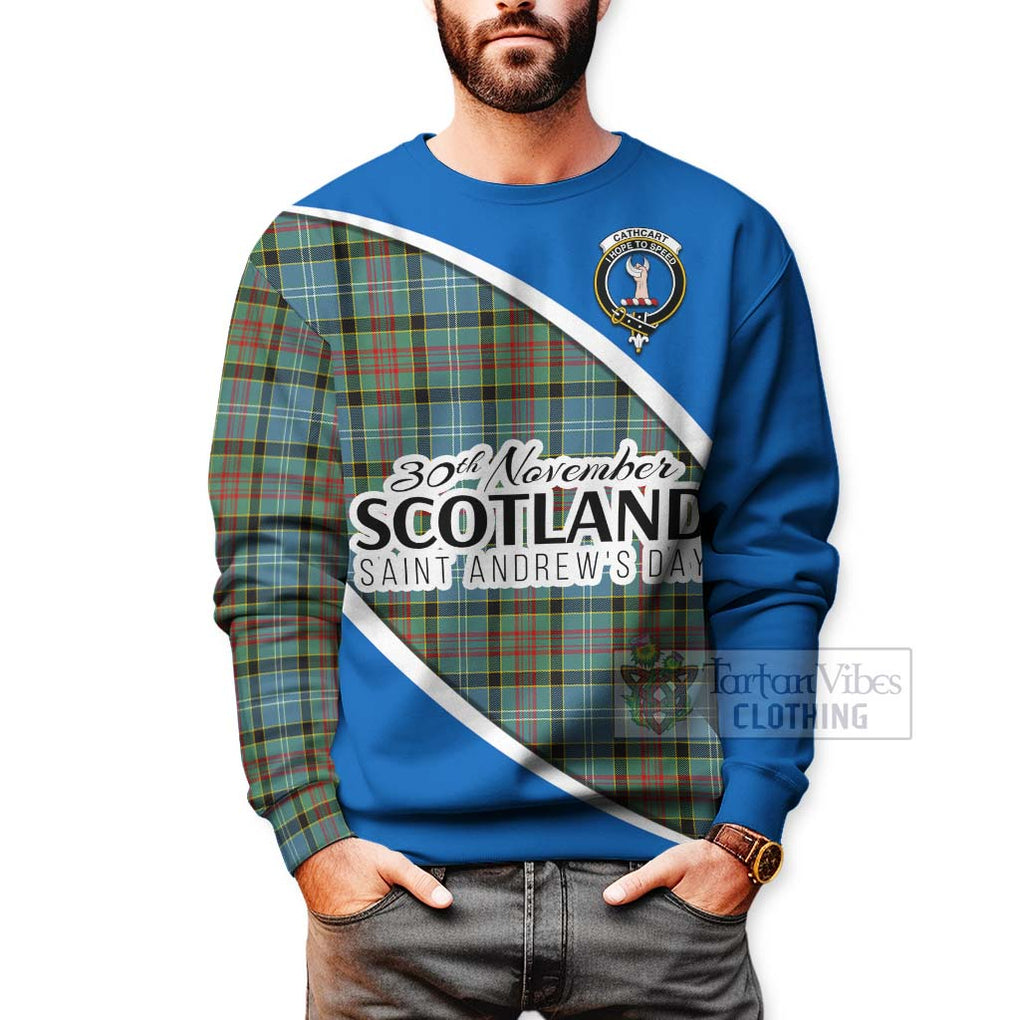 Tartan Vibes Clothing Cathcart Family Crest Tartan Sweatshirt Celebrate Saint Andrew's Day in Style