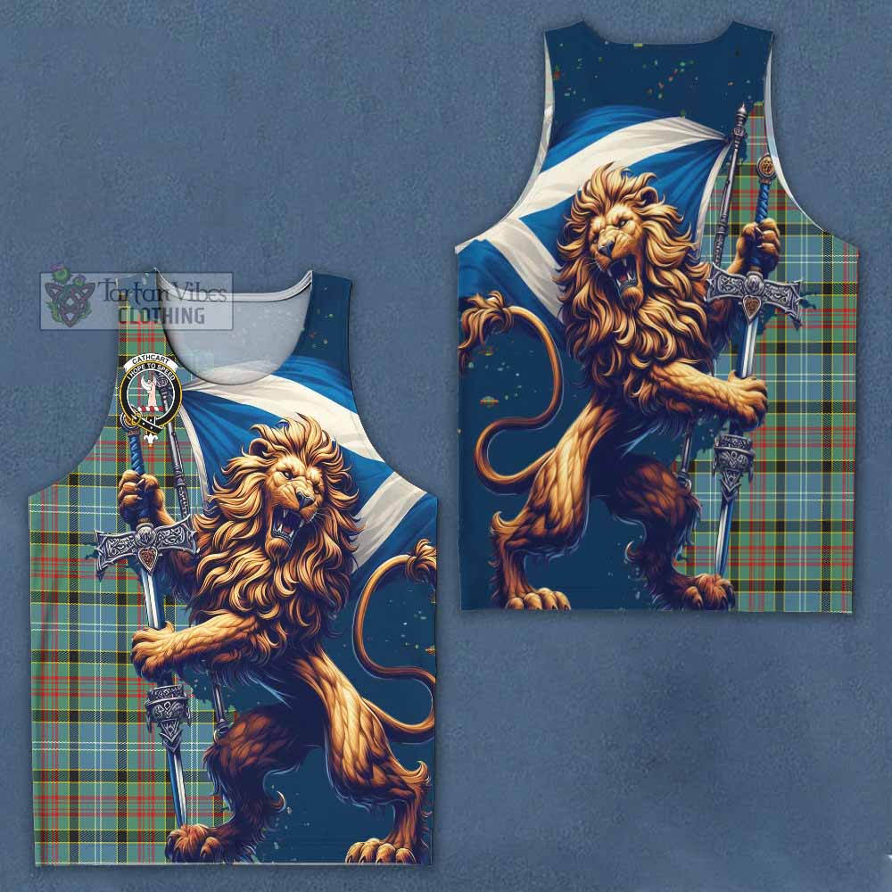 Tartan Vibes Clothing Cathcart Tartan Family Crest Men's Tank Top with Scottish Majestic Lion