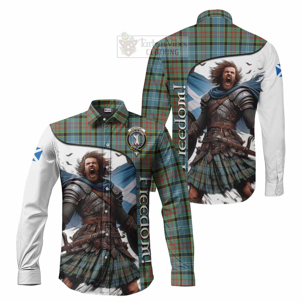 Tartan Vibes Clothing Cathcart Crest Tartan Long Sleeve Button Shirt Inspired by the Freedom of Scottish Warrior