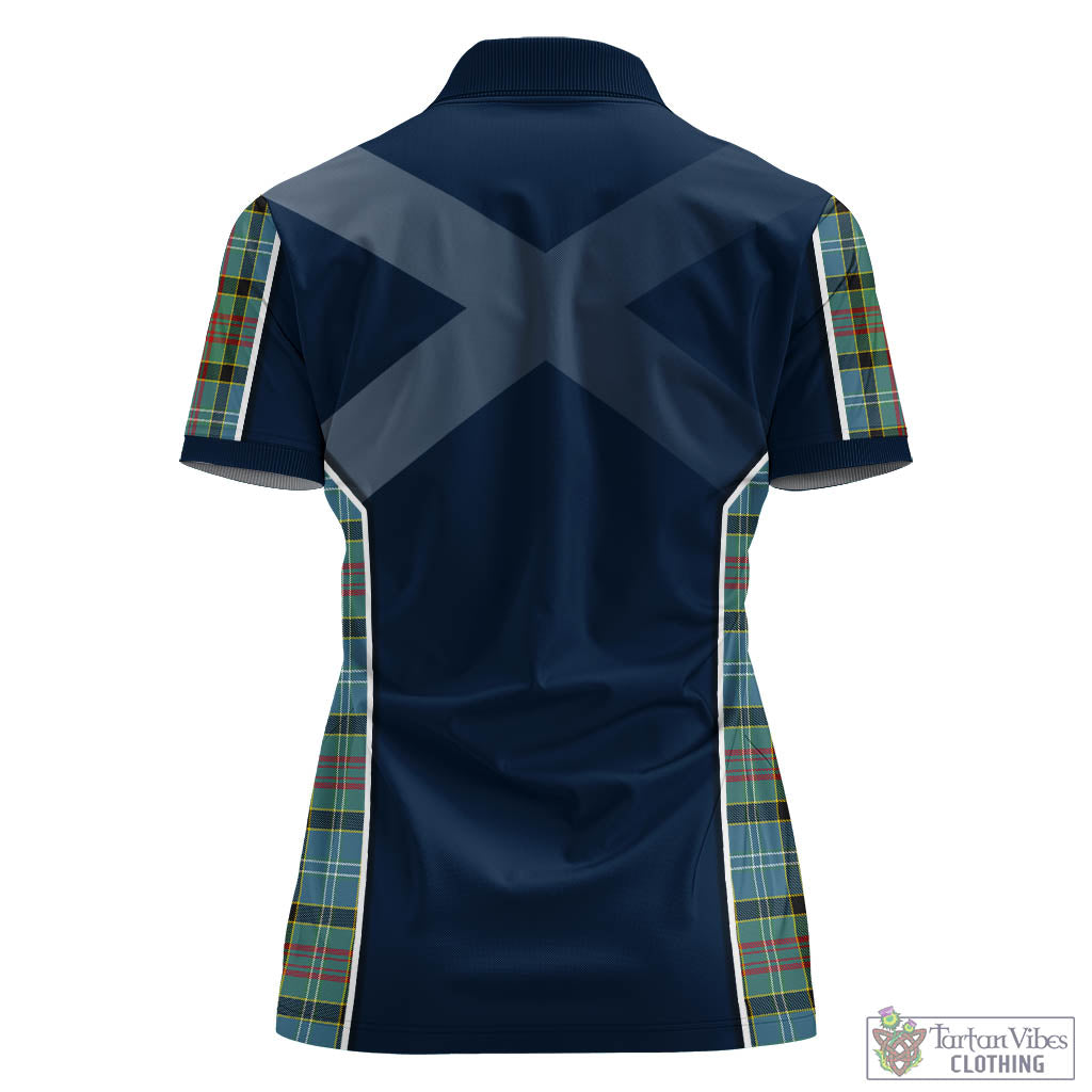 Tartan Vibes Clothing Cathcart Tartan Women's Polo Shirt with Family Crest and Scottish Thistle Vibes Sport Style