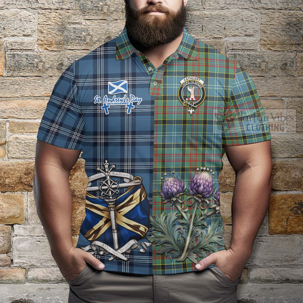 Tartan Vibes Clothing Cathcart Tartan Polo Shirt Happy St. Andrew's Day Half Tartan Style