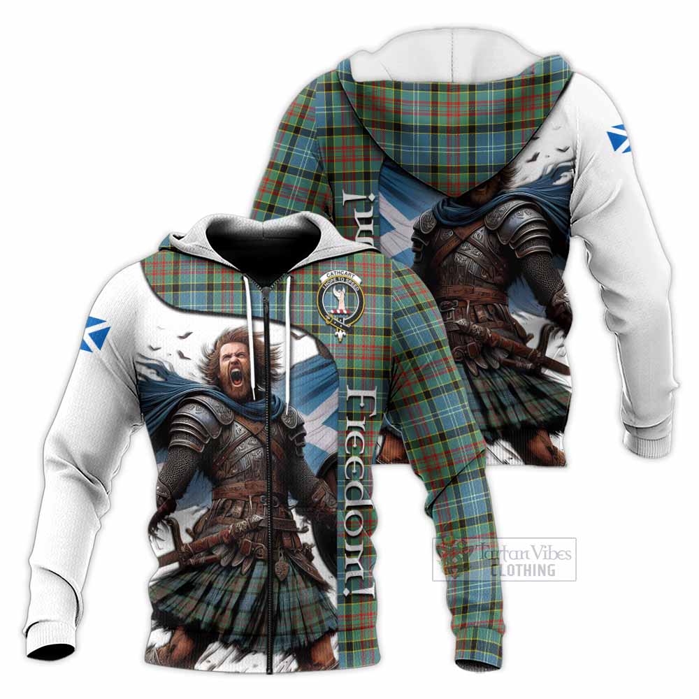 Tartan Vibes Clothing Cathcart Crest Tartan Knitted Hoodie Inspired by the Freedom of Scottish Warrior