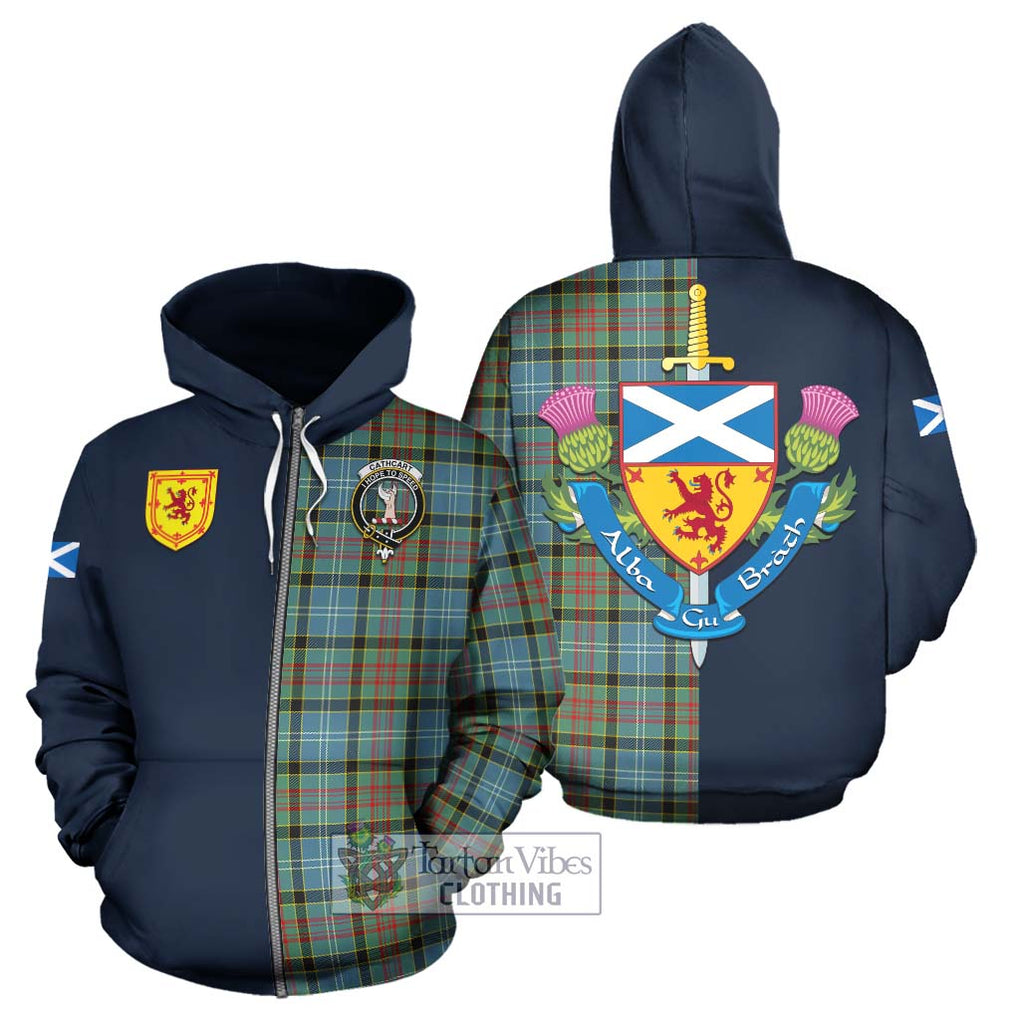 Tartan Vibes Clothing Cathcart Tartan Hoodie with Scottish Lion Royal Arm Half Style