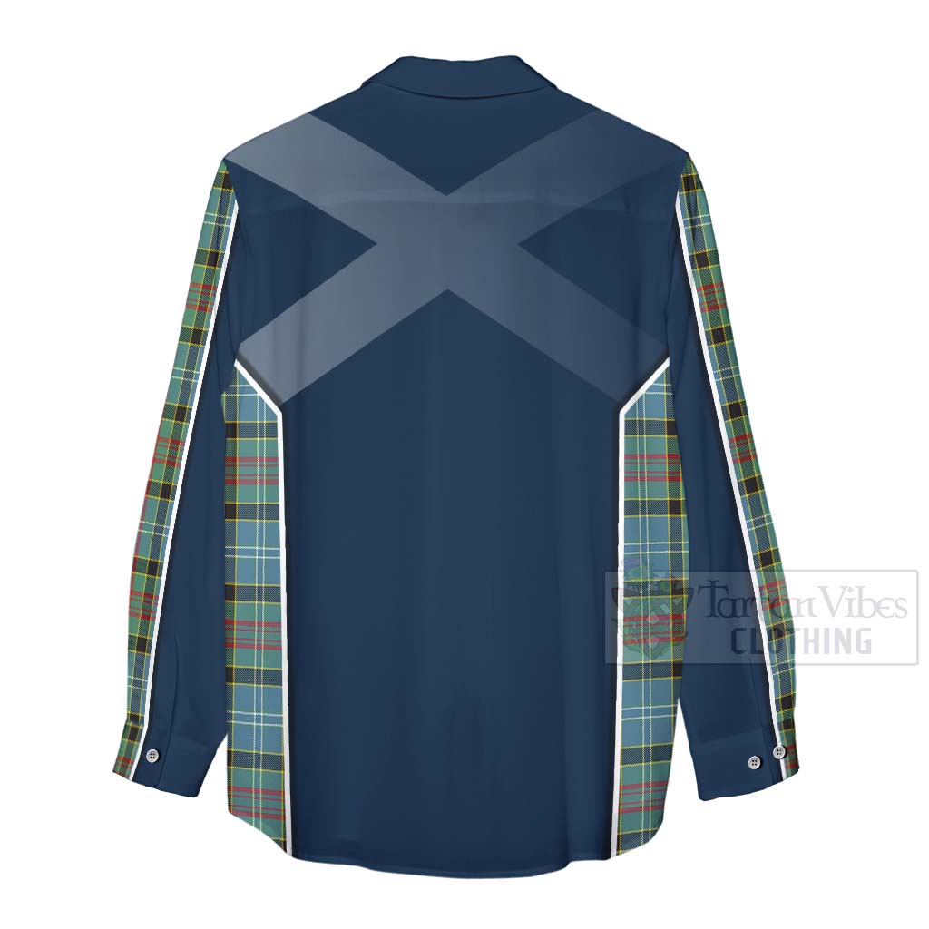 Tartan Vibes Clothing Cathcart Tartan Women's Casual Shirt with Family Crest and Scottish Thistle Vibes Sport Style