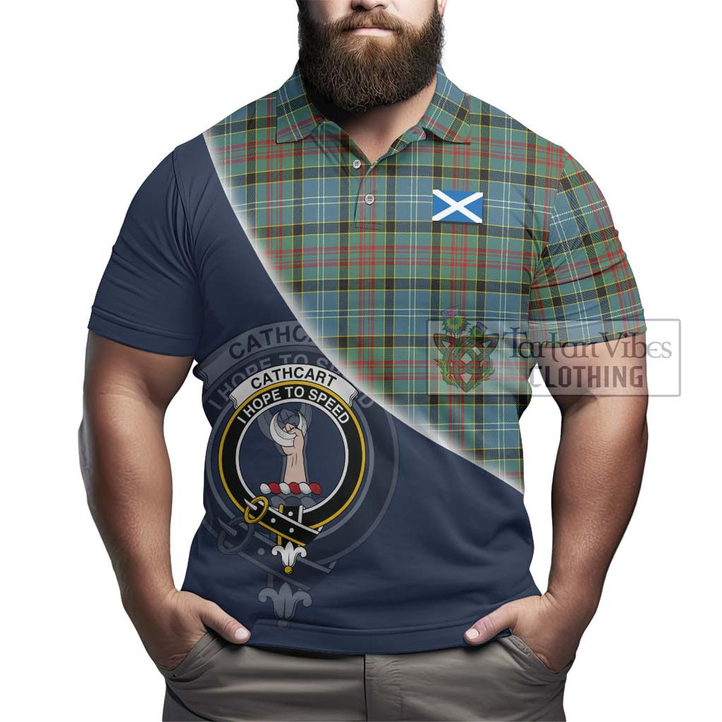 Cathcart Tartan Polo Shirt with Personalised National Flag and Family Crest Half Style - Tartanvibesclothing Shop