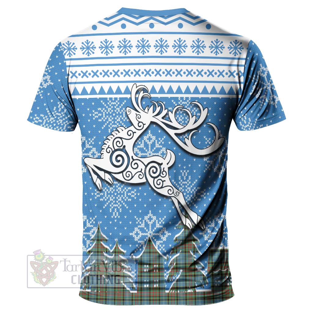 Tartan Vibes Clothing Cathcart Clan Christmas T-Shirt Celtic Reindeer Style