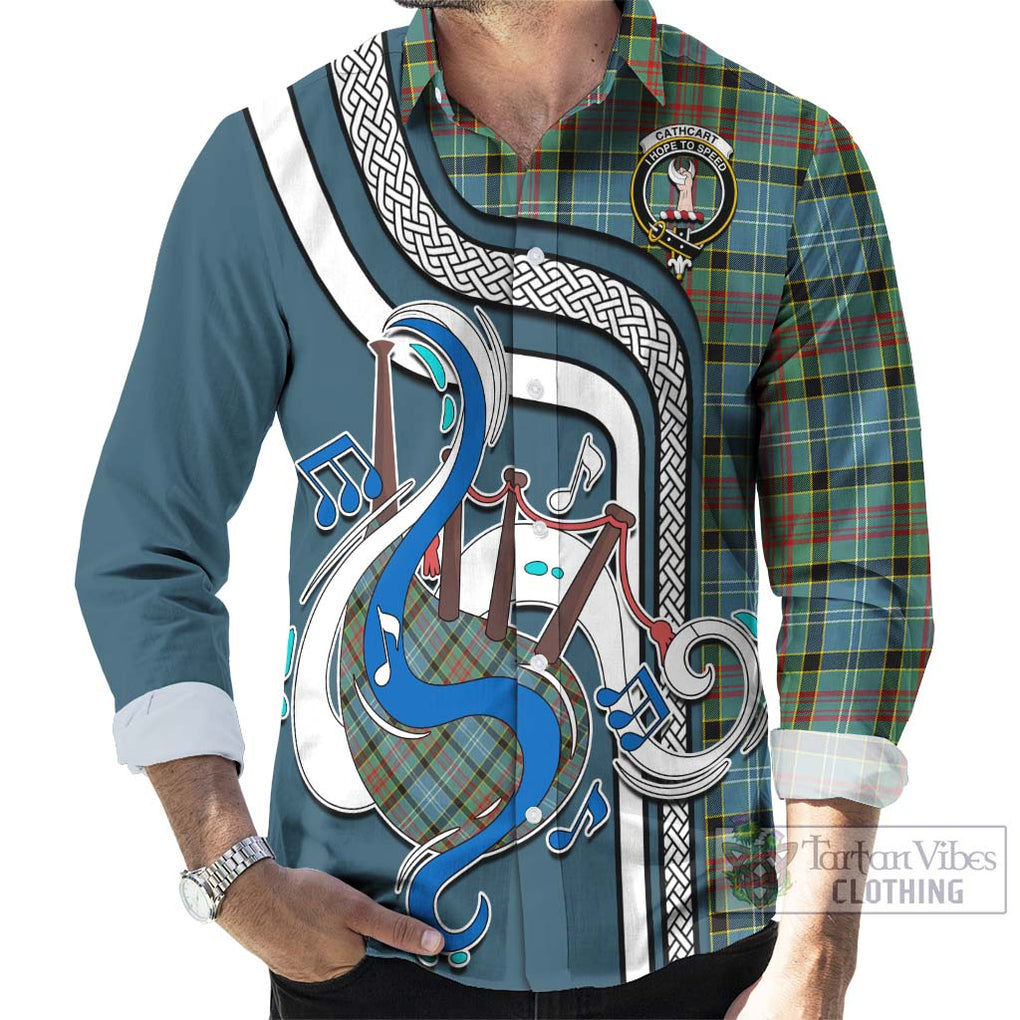 Cathcart Tartan Long Sleeve Button Shirt with Epic Bagpipe Style - Tartanvibesclothing Shop