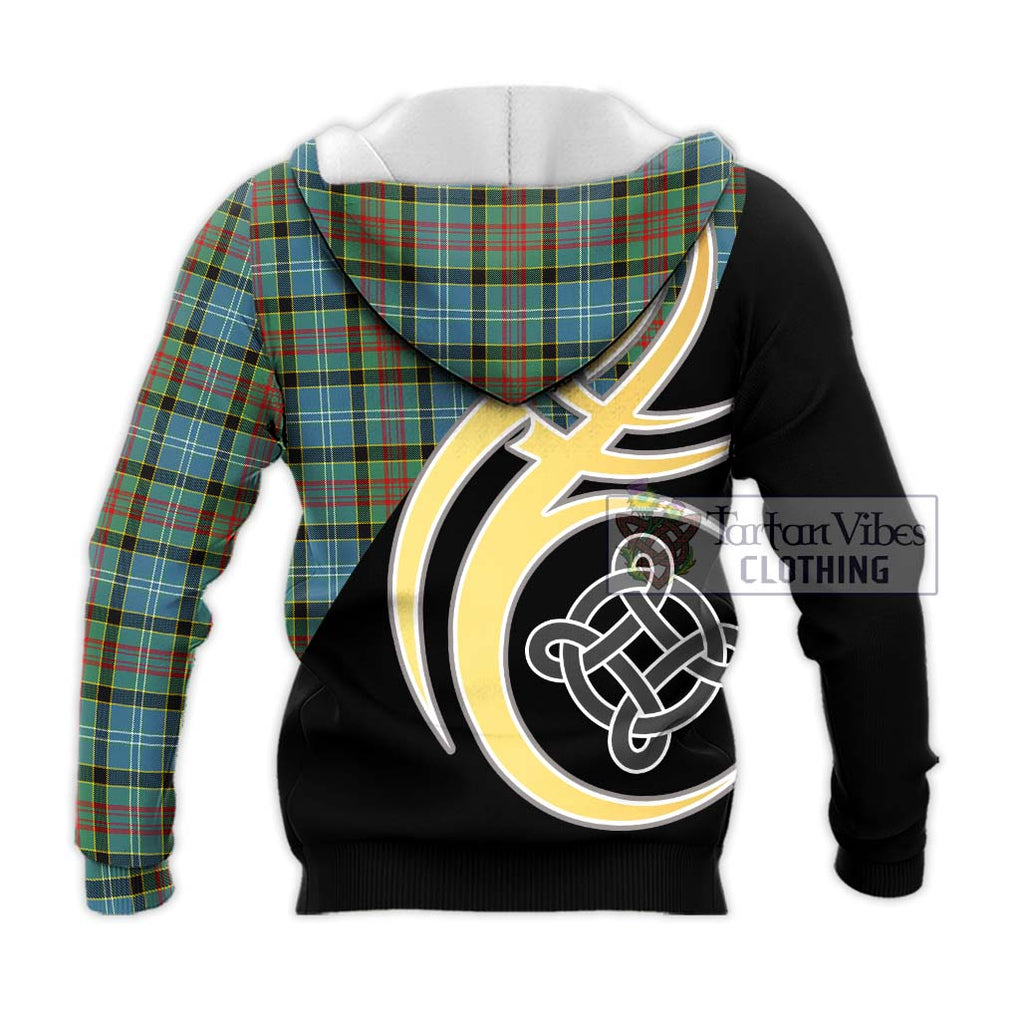 Cathcart Tartan Knitted Hoodie with Family Crest and Celtic Symbol Style - Tartan Vibes Clothing