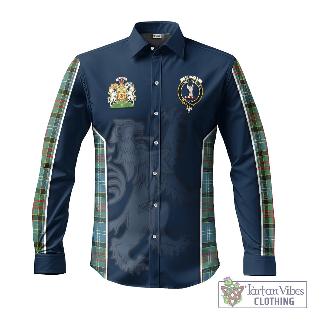 Tartan Vibes Clothing Cathcart Tartan Long Sleeve Button Up Shirt with Family Crest and Lion Rampant Vibes Sport Style