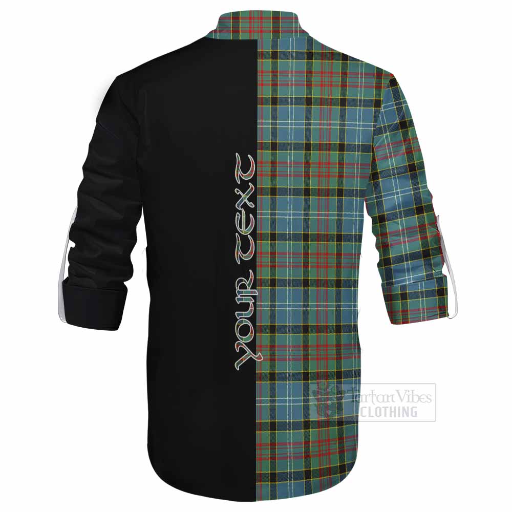 Tartan Vibes Clothing Cathcart Tartan Ghillie Kilt Shirt with Family Crest and Half Of Me Style