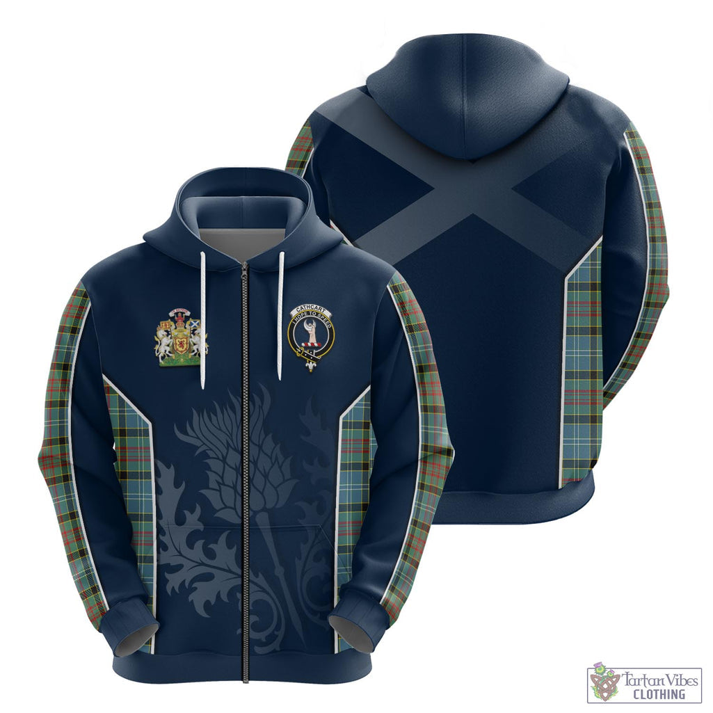 Tartan Vibes Clothing Cathcart Tartan Hoodie with Family Crest and Scottish Thistle Vibes Sport Style