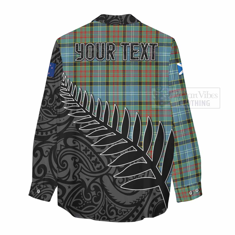 Tartan Vibes Clothing Cathcart Crest Tartan Women's Casual Shirt with New Zealand Silver Fern Half Style