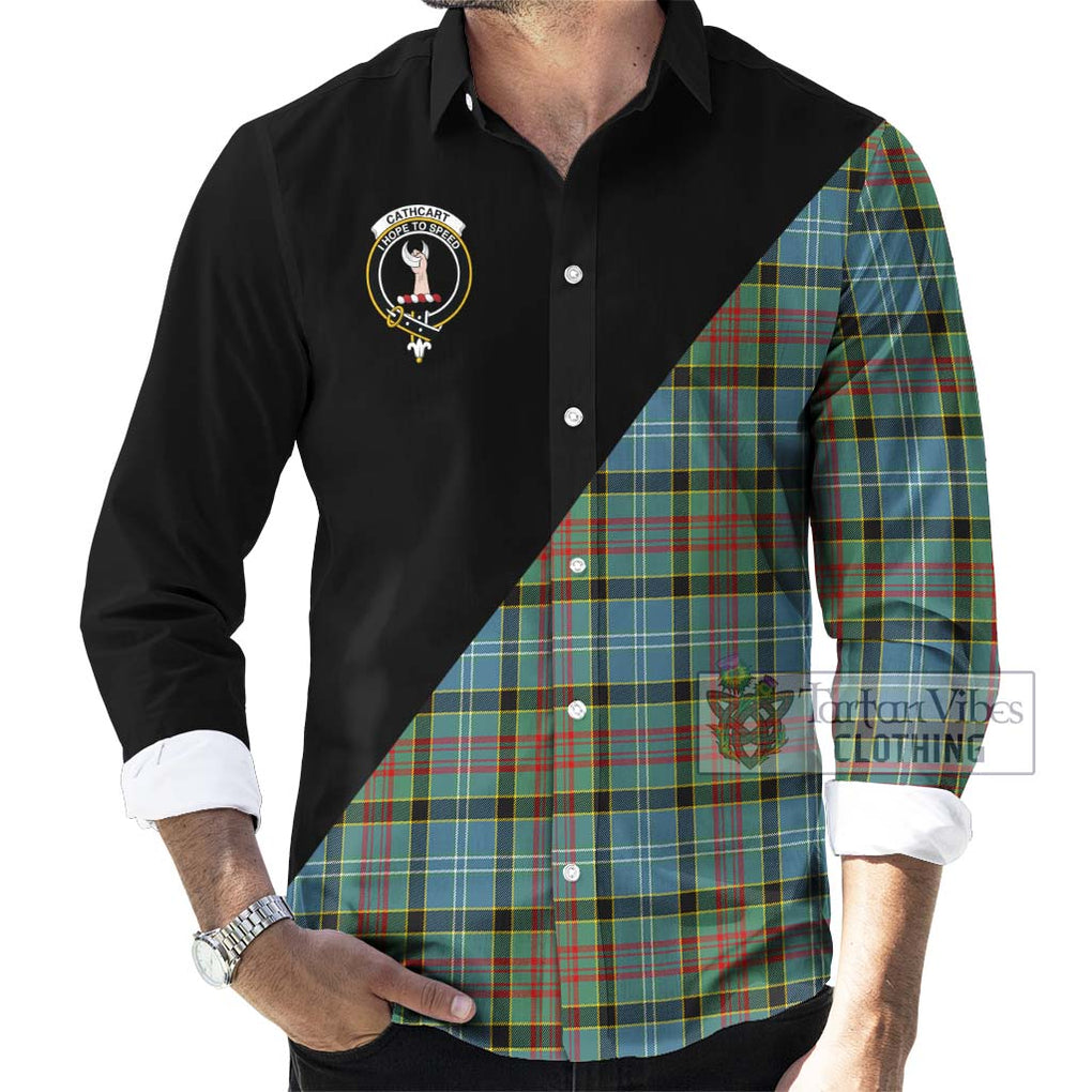 Cathcart Tartan Long Sleeve Button Shirt with Family Crest and Military Logo Style - Tartanvibesclothing Shop