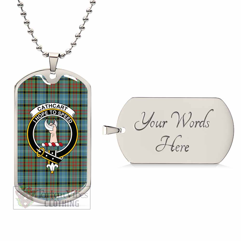 Tartan Vibes Clothing Cathcart Tartan Dog Tag Necklace with Family Crest