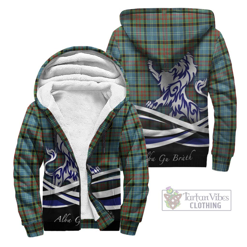 Cathcart Tartan Sherpa Hoodie with Alba Gu Brath Regal Lion Emblem Unisex - Tartanvibesclothing Shop