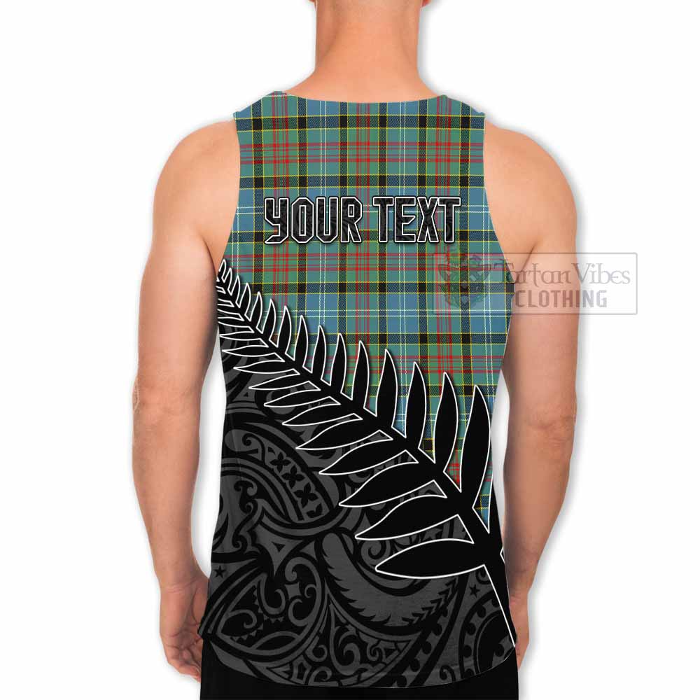 Tartan Vibes Clothing Cathcart Crest Tartan Men's Tank Top with New Zealand Silver Fern Half Style