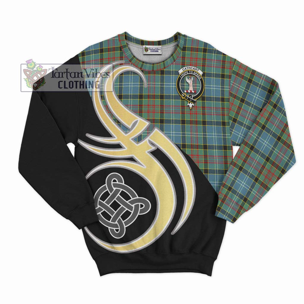 Cathcart Tartan Sweatshirt with Family Crest and Celtic Symbol Style - Tartan Vibes Clothing