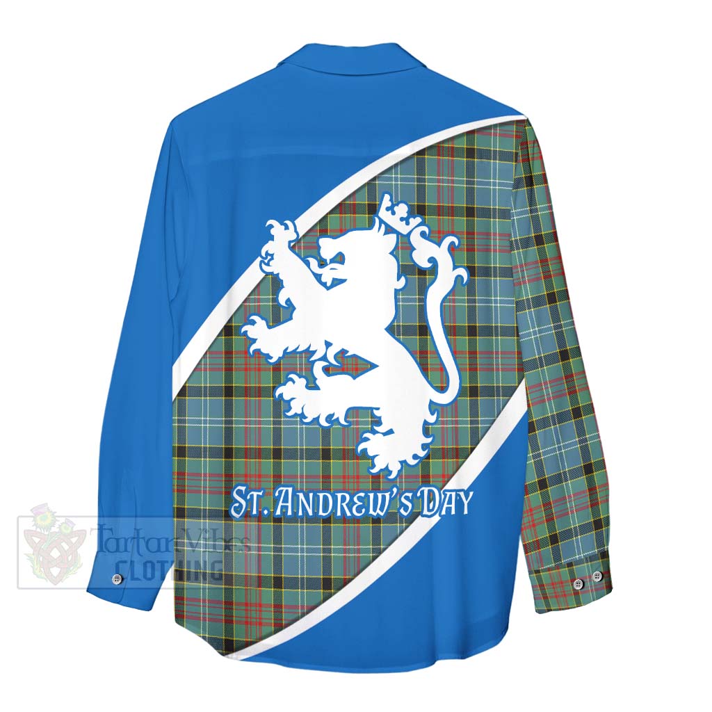 Tartan Vibes Clothing Cathcart Family Crest Tartan Women's Casual Shirt Celebrate Saint Andrew's Day in Style