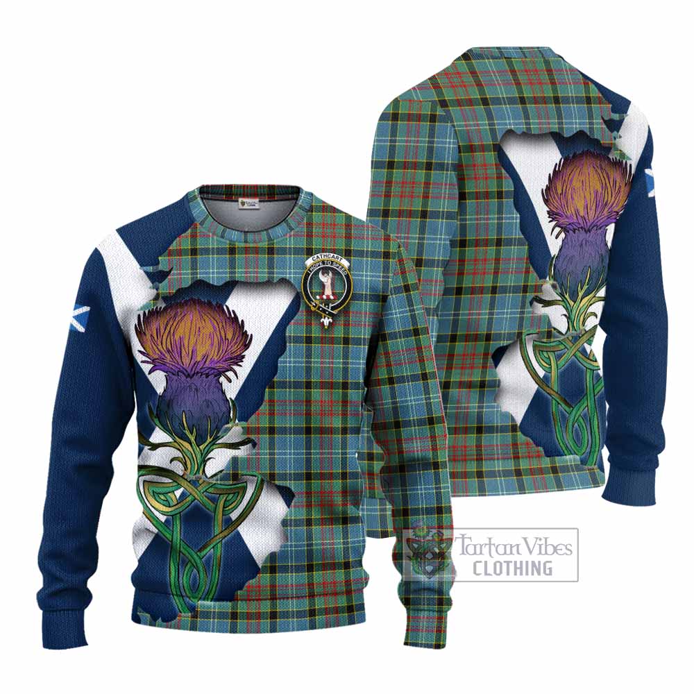 Cathcart Tartan Family Crest Knitted Sweater Scottish Thistle Celtic Inspired - Tartan Vibes Clothing