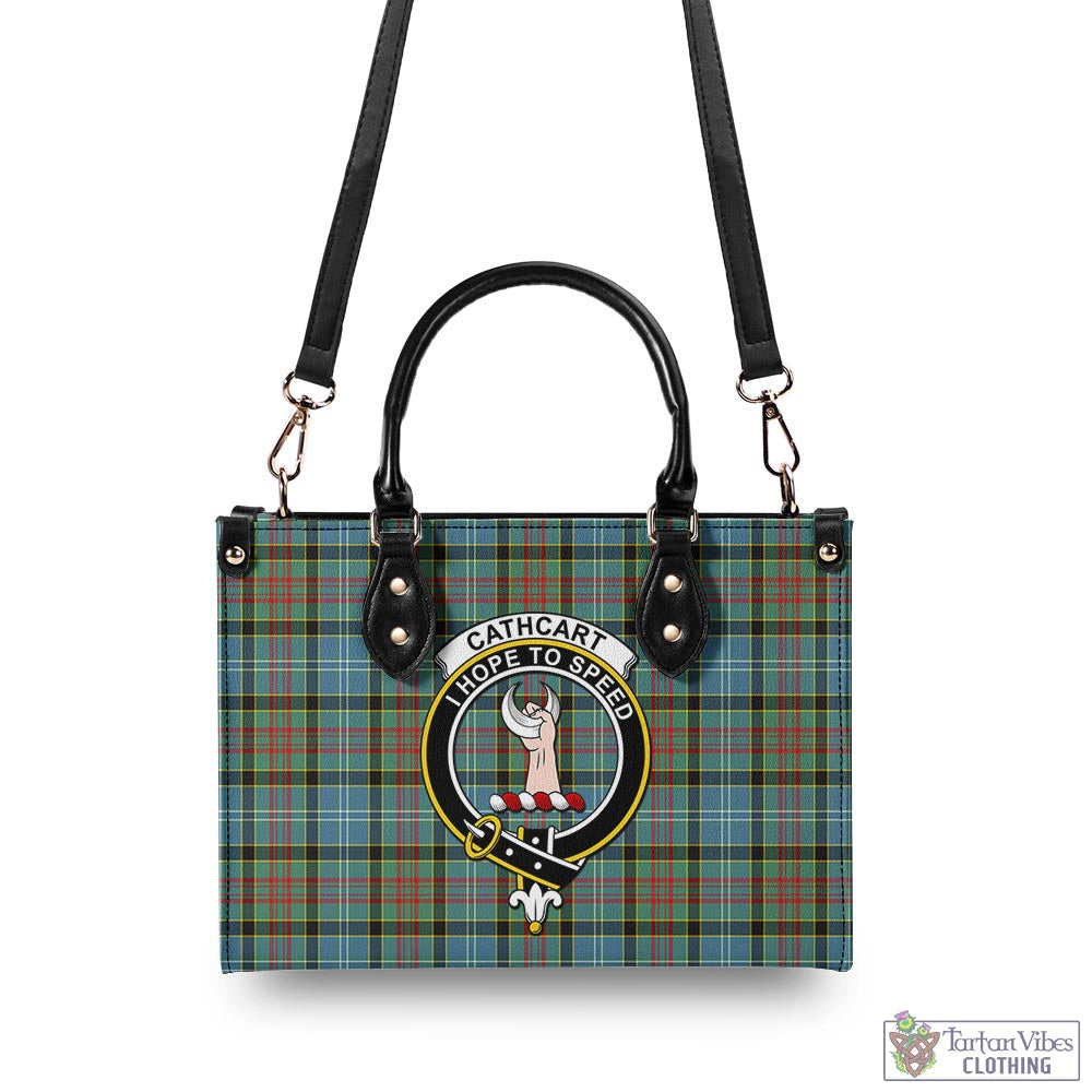 Tartan Vibes Clothing Cathcart Tartan Luxury Leather Handbags with Family Crest