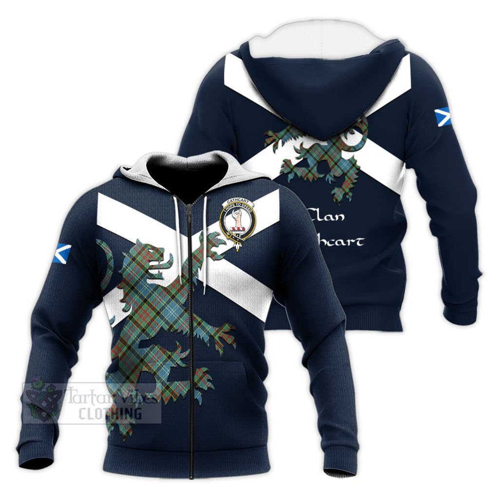 Tartan Vibes Clothing Cathcart Tartan Lion Rampant Knitted Hoodie – Proudly Display Your Heritage with Alba Gu Brath and Clan Name