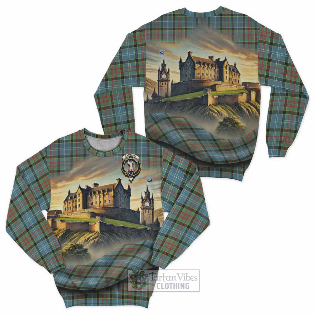 Cathcart Tartan Family Crest Sweatshirt with Scottish Ancient Castle Style - Tartan Vibes Clothing