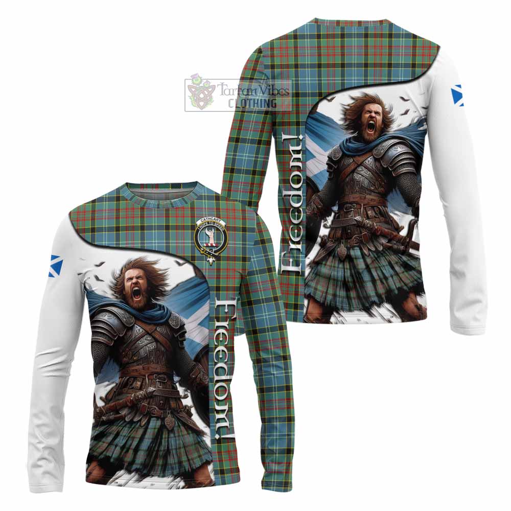 Tartan Vibes Clothing Cathcart Crest Tartan Long Sleeve T-Shirt Inspired by the Freedom of Scottish Warrior