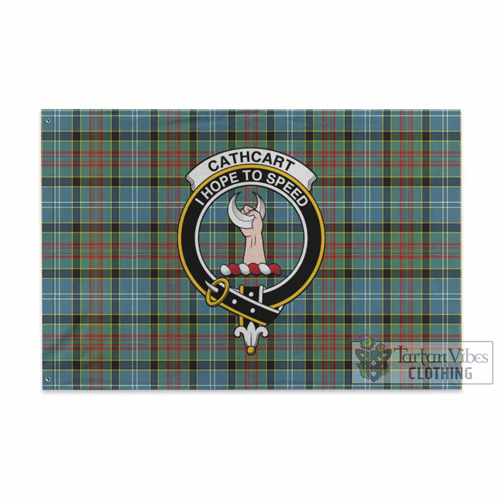 Tartan Vibes Clothing Cathcart Tartan House Flag with Family Crest