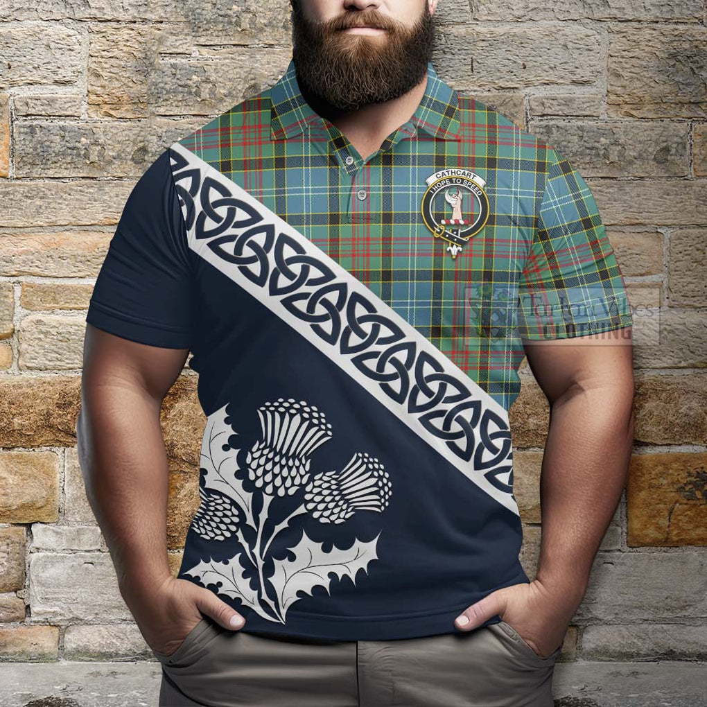 Cathcart Tartan Polo Shirt Featuring Thistle and Scotland Map